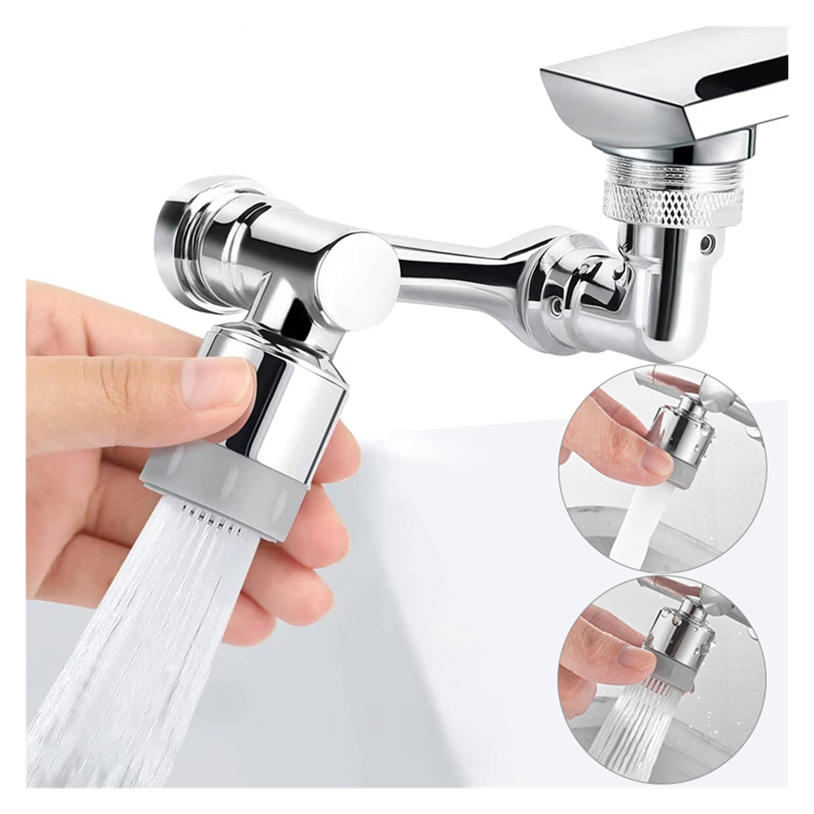 1080°Rotating Splash Filter Faucet 2 Way Valve For Faucet Brass Nozzle Robotic Arm Swivel Faucet Aerator Extender For Bathroom