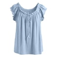 thumbnail image 5 of Women's Casual Tie Neck T Shirts Short Sleeve Solid Color Print Basic Vacation Tees 2026 Summer Trendy Tops, 5 of 5