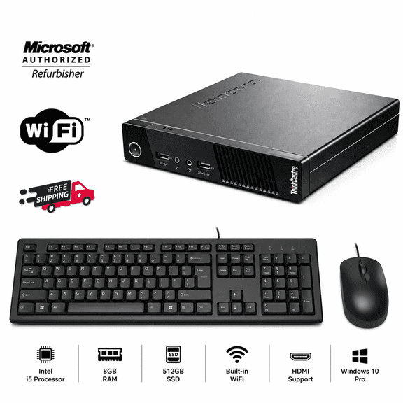 Restored Lenovo M93 Tiny Desktop Intel i5 Processor 8GB RAM 512GB SSD Wifi Hdmi Windows 10 Pro