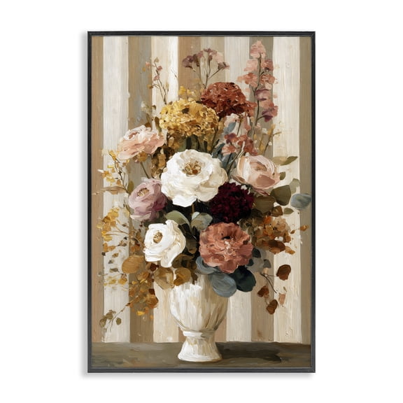 Stupell Industries Farmhouse Vintage Arrangement in Vase Black Framed Giclee Art, 12 x 18, by Petals Prints Design