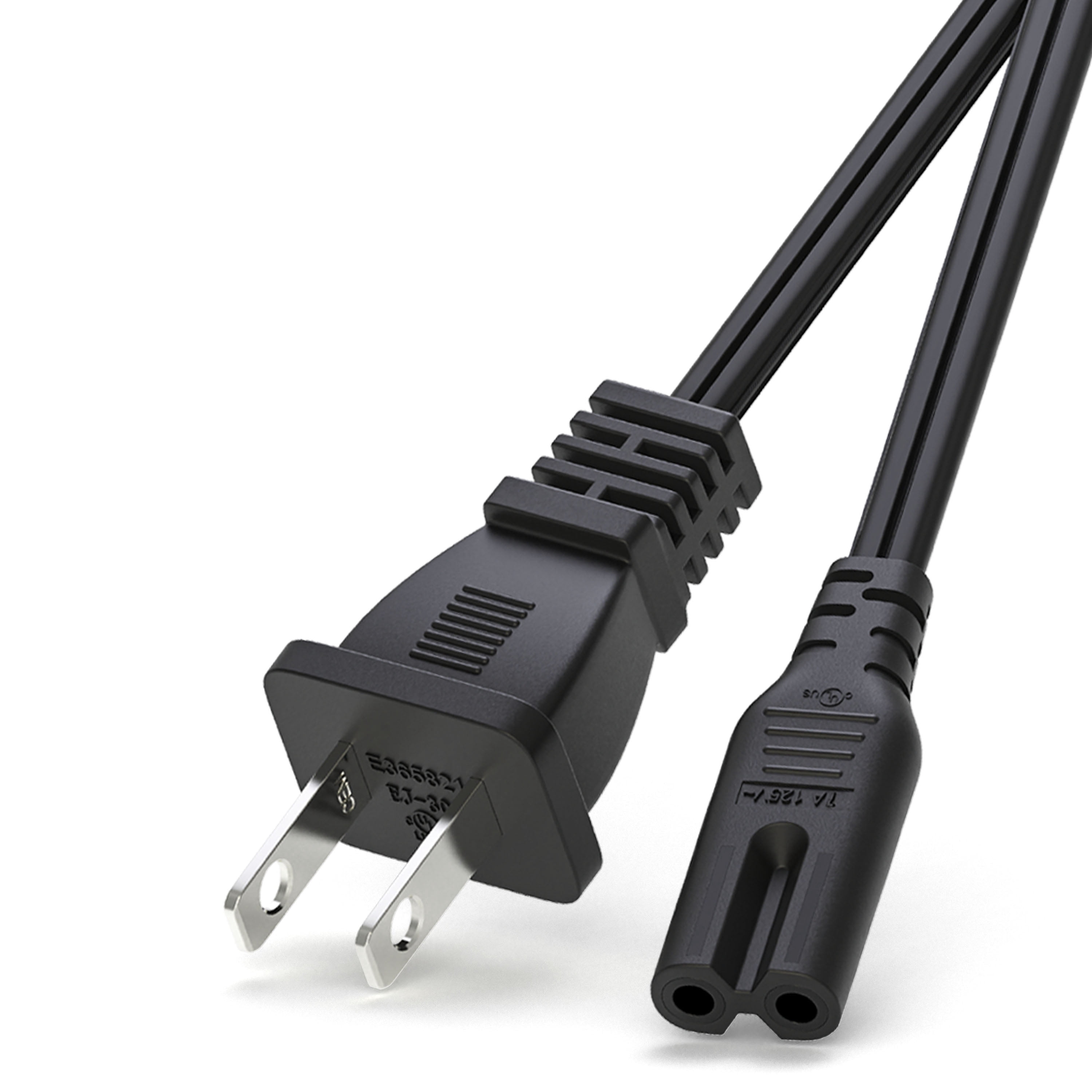 TV Power Cord for Samsung LG TCL Sony 2 Prong 6Ft AC Wall Plug Cable for Insignia Sharp Toshiba JVC Hisense LED LCD