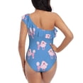 thumbnail image 6 of Yiaed Cute Poodle Dog Print Women One Piece Swimsuits Tummy Control One Shoulder Bathing Suits Pattern Ruffle Swimwear-Small, 6 of 8