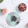 thumbnail image 4 of FMSHPON Multicolor Dahlia Pinnata Flower Customized Green,Black,Grey Set of 6 Round Coaster for Drinks, Absorbent Ceramic Stone Coasters Cup Mat with Cork Base for Coffee Table Bar Decor, 4 of 6
