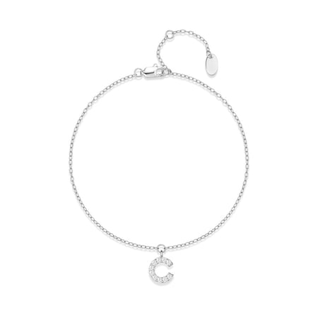 HESHPAWS S925 Sterling Silver Initial Bracelets for Women, Your surname initial bracelet
