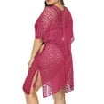 thumbnail image 5 of Plus Size Swimsuit Cover Ups for Women,Short Sleeve Crochet Knit Hollow Out V-Neck Loose Beach Swimwear, 5 of 5