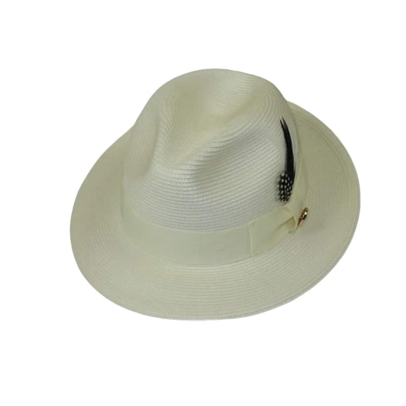 Men's Milani Straw Braided Fedora Hat Soft Crushable FDS-002 Solid Ivory