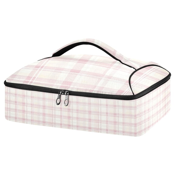 Iauyy Casserole Carrier for Hot Food Insulated Casserole Travel Carry Bag with Lid Food Warmer Bag for Party/Picnic,Solid-colored Checkered Pattern