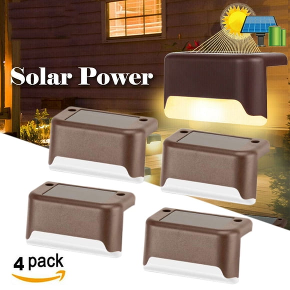 4 Pack Solar LED Stair Lights Seashell Light Brown Warm White Garden Yard Fence Wall Landscape Pathway Fence Lights