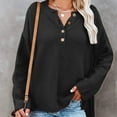thumbnail image 2 of BLVB Womens Oversized Knitted Sweater Crewneck Button Long Sleeve Sweatshirt Casual Loose Fall Pullover Tops, 2 of 9