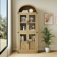 thumbnail image 2 of 71.7'' Tall Arched Bookcase with 4 Glass Door & 2 Drawers, Freestanding Arched Cabinet with Anti-Tipping Device, for Living Room, Bedroom, 2 of 11