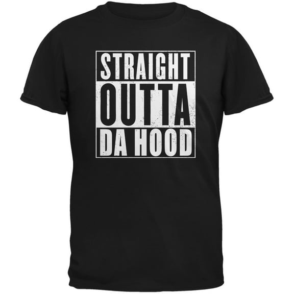 Straight Outta Da Hood Black Adult T-Shirt - 2X-Large