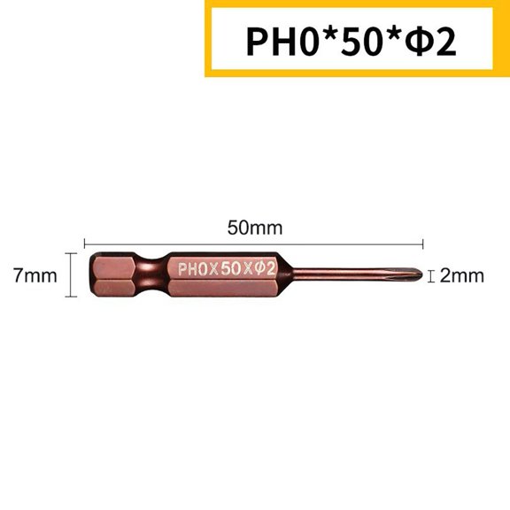 Fule 50mm 1/4inch Hex Shank Screwdriver Bit Electric Impact Drill PH00 PH0 PH1 PH2