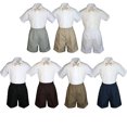 thumbnail image 1 of 3pc Set Boy Toddler Formal Party Champagne BowTie White Navy Khaki Shorts S-4T, 1 of 2