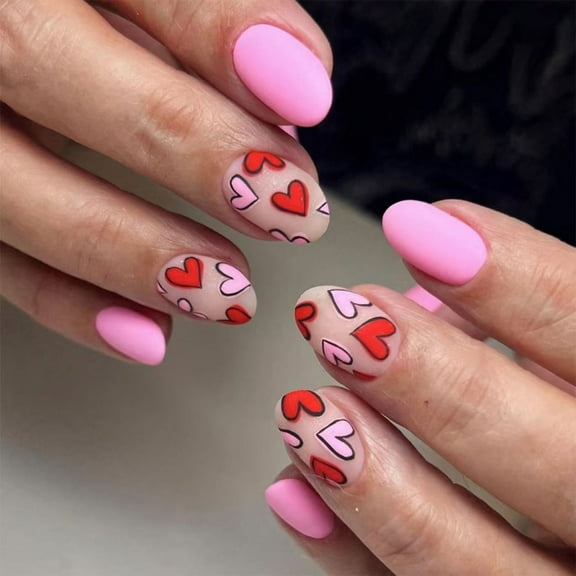 Valentine Press on Nail,Almond Fake Nail Stick on Nail False Nail Acrylic Nail