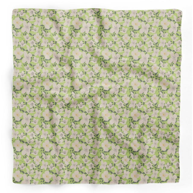 Bimba Foulard Foulard en Pure Soie Imprimée à Feuilles Vertes et Cardamine Florale, Bandanas Foulard Tête Cou pour Femmes 40 x 80 Pouces