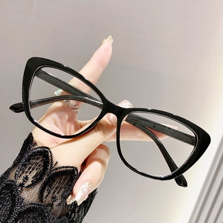 Cat Eye Reading Glasses for Women Blue Light Blocking Readers PC Frame Comfort Fit Magnification 1.0x, black