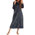 thumbnail image 6 of Posijego Zipper Robe for Women Fleece Bathrobe Lightweight Hooded Housecoat with Pockets Nightgowns, 6 of 6