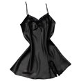 thumbnail image 3 of Camisón de encaje con cuello en V y espalda descubierta, camisón sedoso, ropa de dormir para mujer, negro, XL Advancent AP001175-16B, 3 of 7