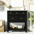 thumbnail image 4 of Bathroom Vanity 30", Ceramic Sink, Solid Wood Frame, 5 Drawer Modern Style Cabinet 30" Cabinet, Frame Wardrobe Unit, 4 of 6