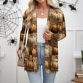 thumbnail image 4 of WTOBBY Women's Lightweight Open Front Cardigan Sweater Long Sleeve Casual Loose Thin Knit With Pockets Halloween Print Cover Up Top For Fall Layering,Ginger XL, 4 of 6