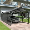 thumbnail image 4 of ALAULM 12X22FT Metal Carport Outdoor Carport Canopy Heavy Galvanized Garage Car Shelter with Enhanced Base and Roof, Duty Garage Shelter for Cars Boats Pickups Trucks, 4 of 7