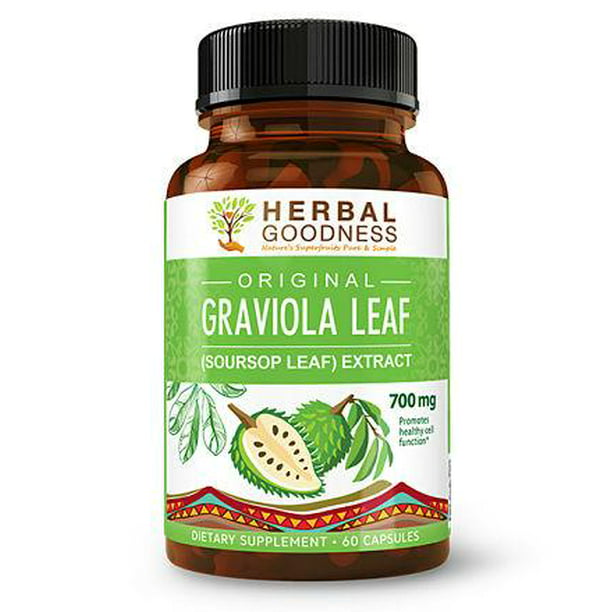 Graviola Leaf Extract (Soursop) - 60/600mg Veggie Capsules - Healthy ...