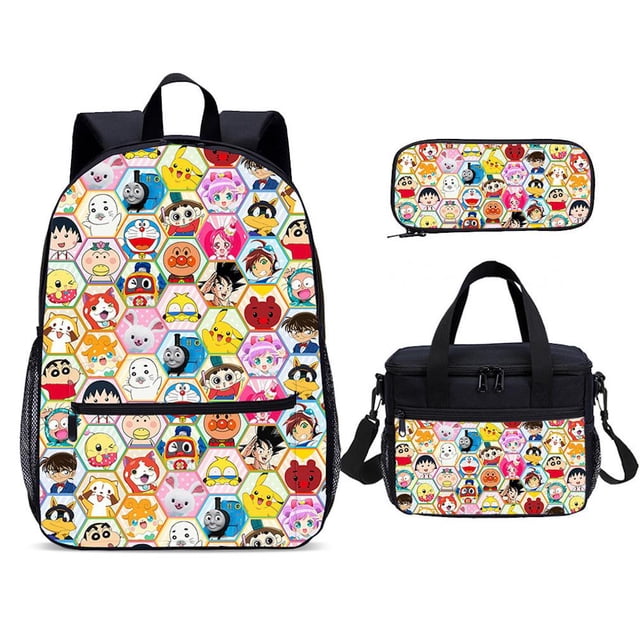 Juego de mochilas escolares Doraemons para niños con bolsa de almuerzo y bolsa para lápices