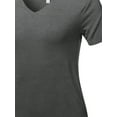 thumbnail image 4 of A2Y Women's Basic Solid Premium Rayon Short Sleeve V-neck T Shirt Tee Tops Charcoal L, 4 of 6