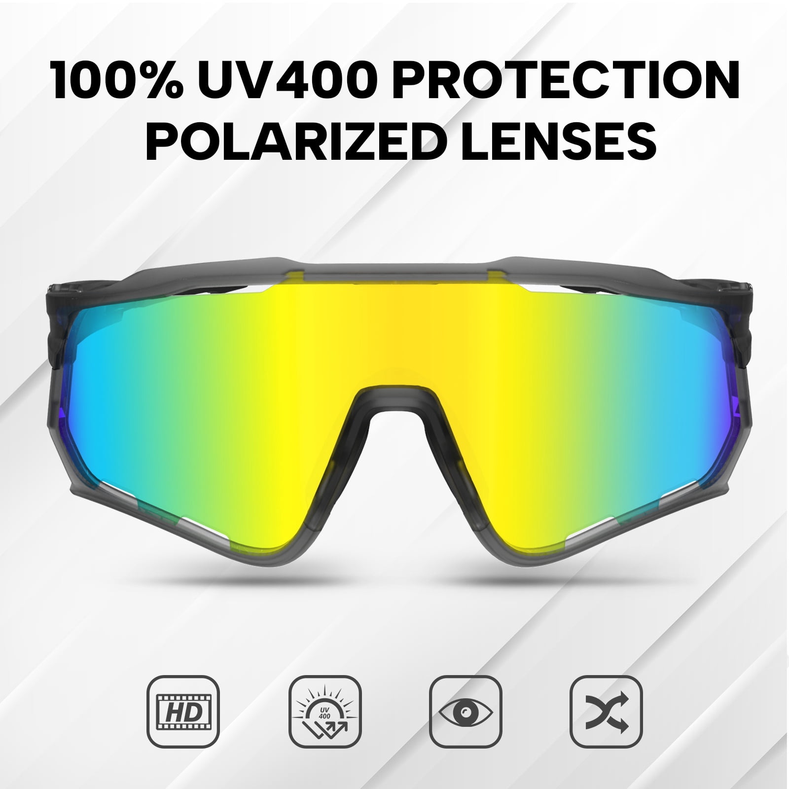 BUCKLOS Polarized Sunglasses Cycling UV400 Protection,TR90 Sports Goggles for Men Women,Running Baseball Golf Outdoor