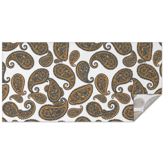 Paisley and Damask White Pattern Rectangle Tablecloth 60"x120", Waterproof Polyester Wipeable Spillproof Table Cover for Dining Camping Indoor and Outdoor Use