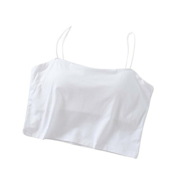 AherBiu Womens Crop Camisole Tank Top with Built in Bra Pajamas Tshirt Bras for Women Sleepwear Undershirts