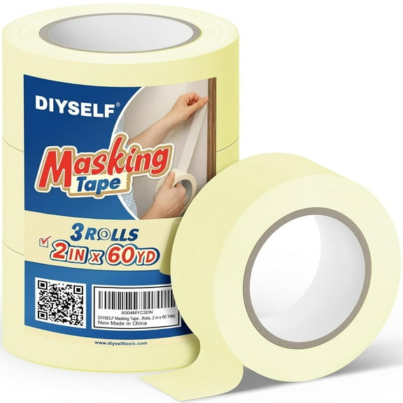 Masking Tape 3-Pack – 0.98in x 60yd Beige Painter's Tape for Detail Work, Crafts, and Labeling