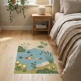 thumbnail image 3 of ODIKA 2'x3' Washable Accent Rug Blue Green Pastel and Nature Scene Design Illustrative Pond Life with Ducks Turtle for Bedroom, Nursery, RV, Pet Friendly, Bedside Mat, 3 of 7