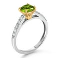 thumbnail image 3 of Gem Stone King 2.65 Ct Green Peridot G/H Lab Grown Diamond 10K White Gold Engagement Ring with Yellow Gold Prongs (Size 6), 3 of 4