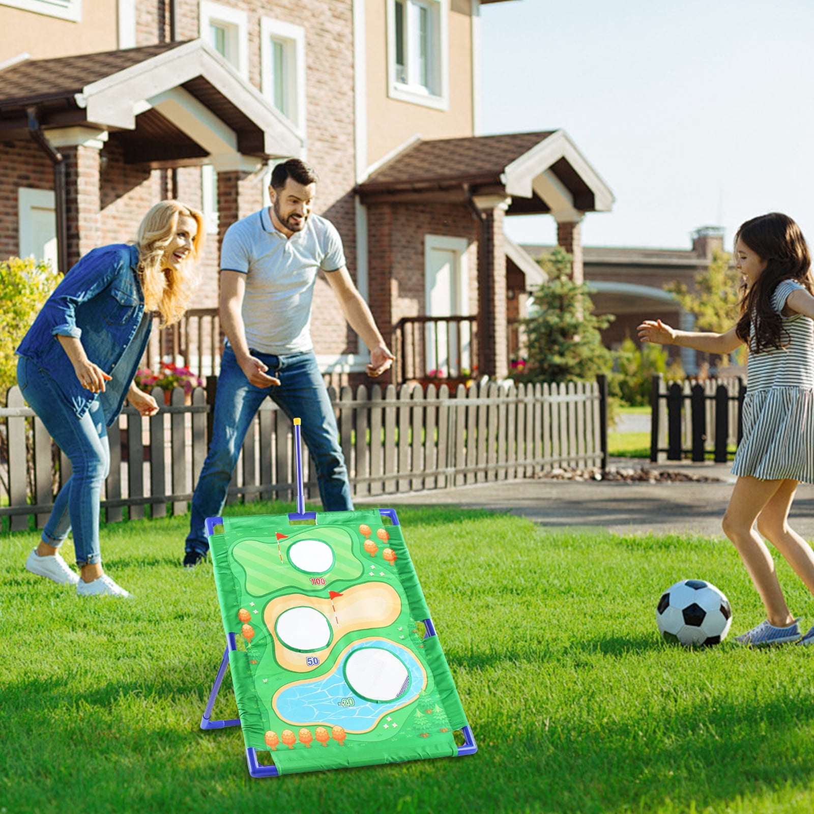 3-In-1Kid Golf Game Play Set,,Cornhole Game, Ring Toss Game,Outdoor Lawn Games Golf Set for Adults & Family, Multiple People Fun Golf Game for Beach, Party, Gift For Kids Gifts Birthday Christmas