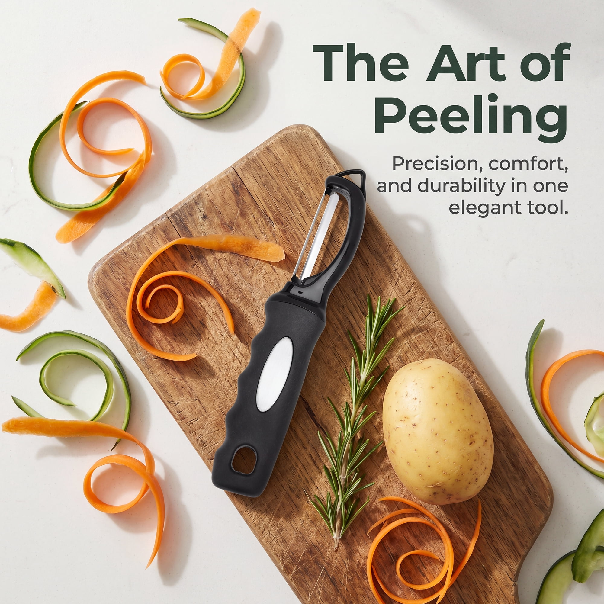 Unique Bargains Stainless Steel Peeler with Ergonomic Handle Black 7.5" x 1.5"
