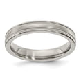 thumbnail image 1 of Solid Titanium Men's Matte Brushed Finish and Tri Dome Milgrain 4mm Ring Comfort-Fit Band Size 8.5, 1 of 4