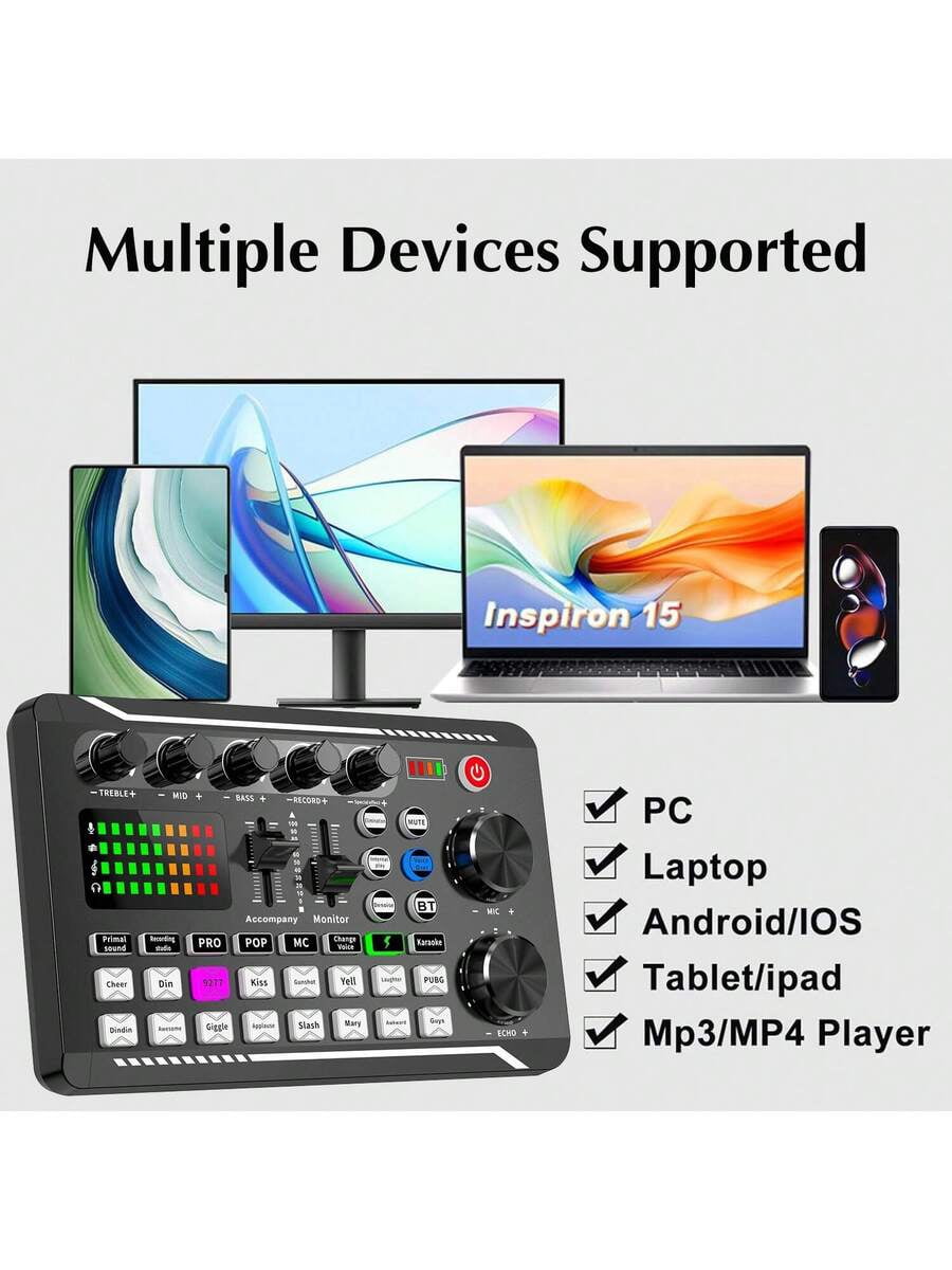 Podcast Equipment Bundle, Audio Interface With Studio Condenser Microphone For Smartphone & PC, Plug-And-Play Live Sound Card, Perfect For Streaming, Singing, And Gaming.