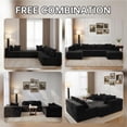 thumbnail image 6 of SOULART 130" Black U L-Shaped Modular Sectional Couch, U-Shaped Sofa with Chaise Lounge, Striped Corduroy Upholstered 4-Seater Sofa with Pillow Back and Square Arms, 6 of 13