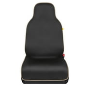 Caterpillar Waterproof Automotive Seat Cover for Cars Trucks and SUVs, 1 Piece Durable Neoprene Seat Protector for Front Seats, Black Car Seat Cover with Beige Trim