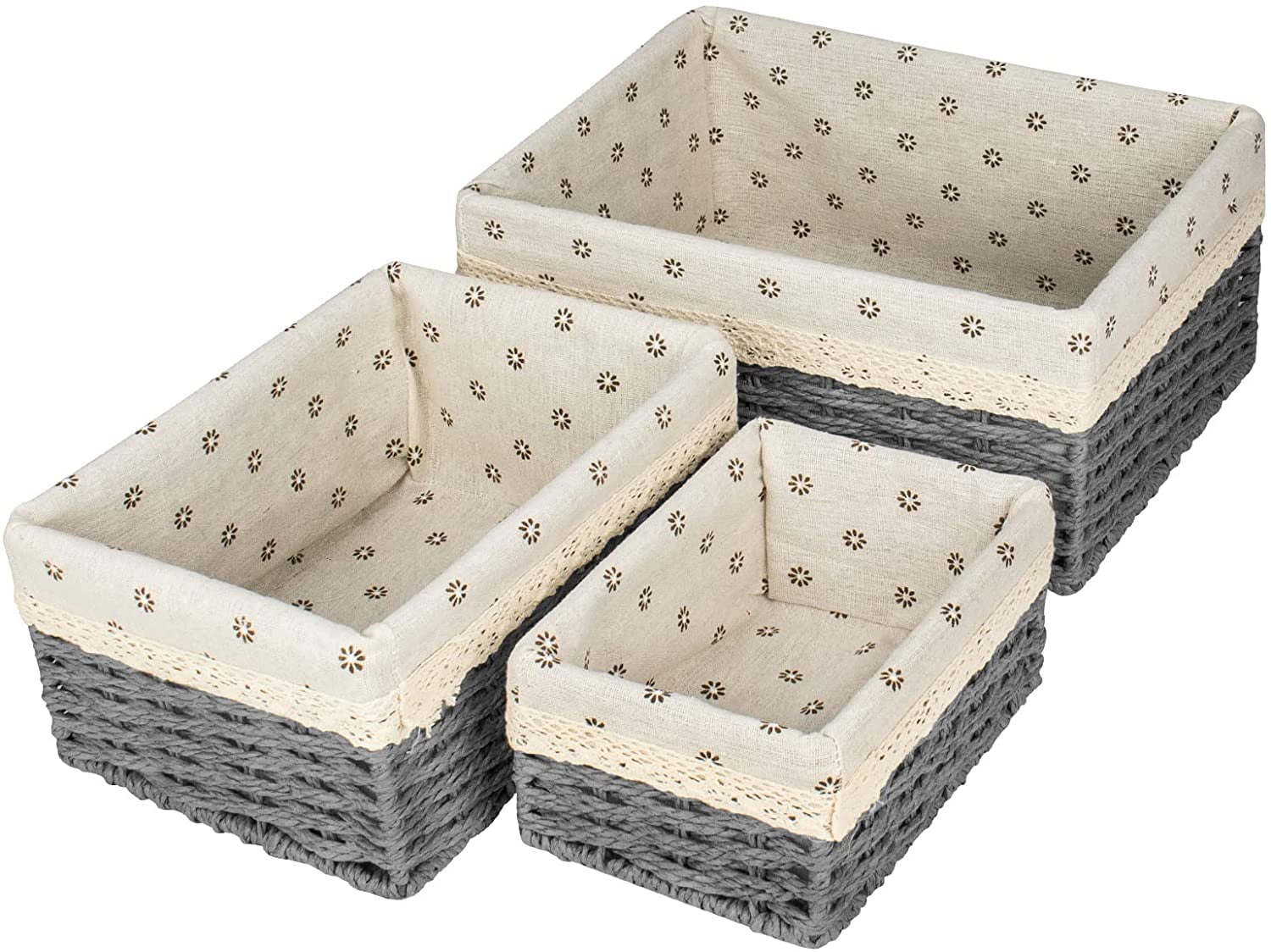 Storage baskets for shelves, stackable woven baskets for storage sets 3