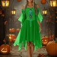 thumbnail image 2 of Tianiyouqing Womens Gothic Dress Cold Shoulder Chiffon Butterfly Sleeve Dress Halloween Clothes Medieval Steampunk Witch Dress Green XXL, 2 of 6