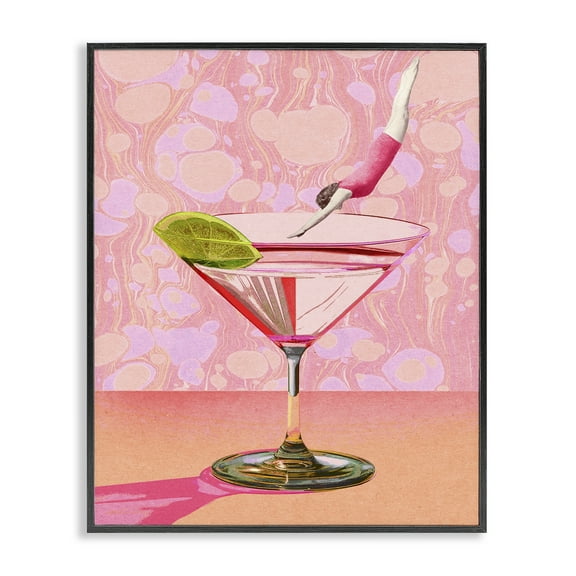 Stupell Industries Diver in Cocktail Food & Beverage Painting Black Framed Art Print Wall Art, 11 x 14