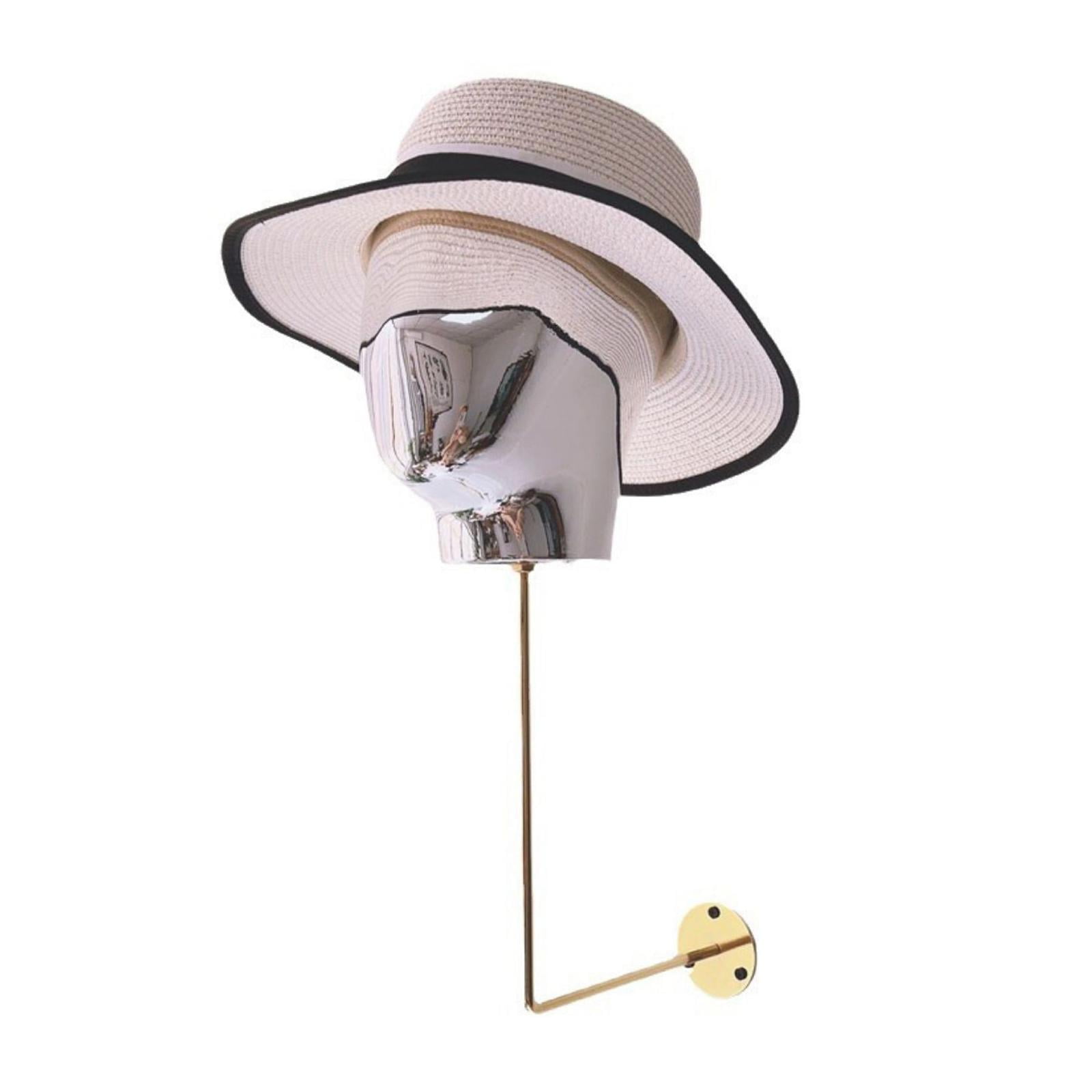 Gazechimp Wall Mount Mannequin Head Hanging Display Stand for Hairpieces Cap Salon argent
