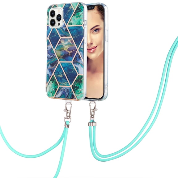 Case for iPhone XS Max Anti-Fingerprint Skid Resistant Shockproof Protective Marble Pattern Phone Cover with Adjustable Detachable Nylon Phone Lanyard