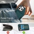 thumbnail image 4 of For IPhone 14 Pro Max Phone Case Wallet With Elastic Concealed Buckle Flip Card Holder,PU Leather Metal Ring Buckle Holder Kickstand  Women Men Magnetic Cover,Green,For iPhone 14 Pro Max, 4 of 8