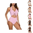 thumbnail image 1 of Maillots de Bain une Pièce pour Femmes 2026 Mode Licou à Nouer devant Monokini à Découpes, 1 of 8