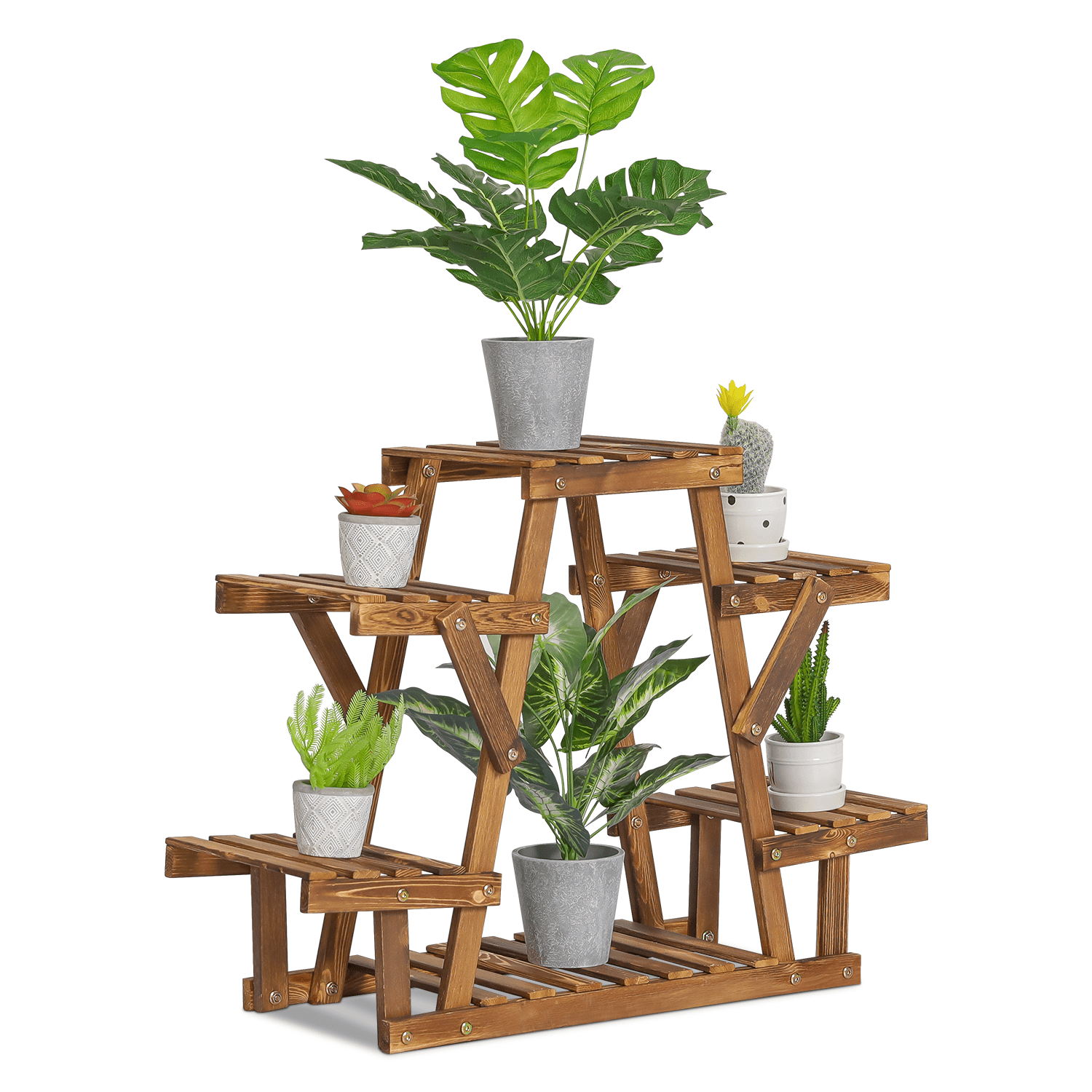 Magshion Wood 4 Tiers Plant Stand, Flower Organizer Rack, Display Shelf ...