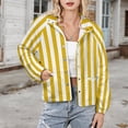 thumbnail image 3 of Jackets for Women Winter Coat Jackets Flannel Stand Collar Jacket(Aesthetic Golden Yellow And White Vertical,Size:S-4XL), 3 of 7