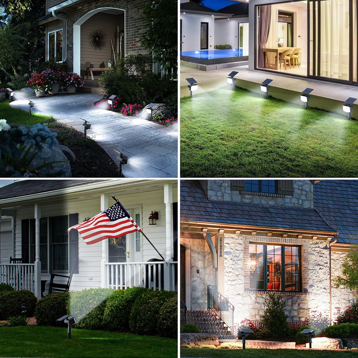 Solar Spot Lights Outdoor, 8 Pack, 3 Modes, Adjustable Landscape Solar Lights, IP65 Waterproof for Walkway, Yard, Garden, Driveway Security-Cool White